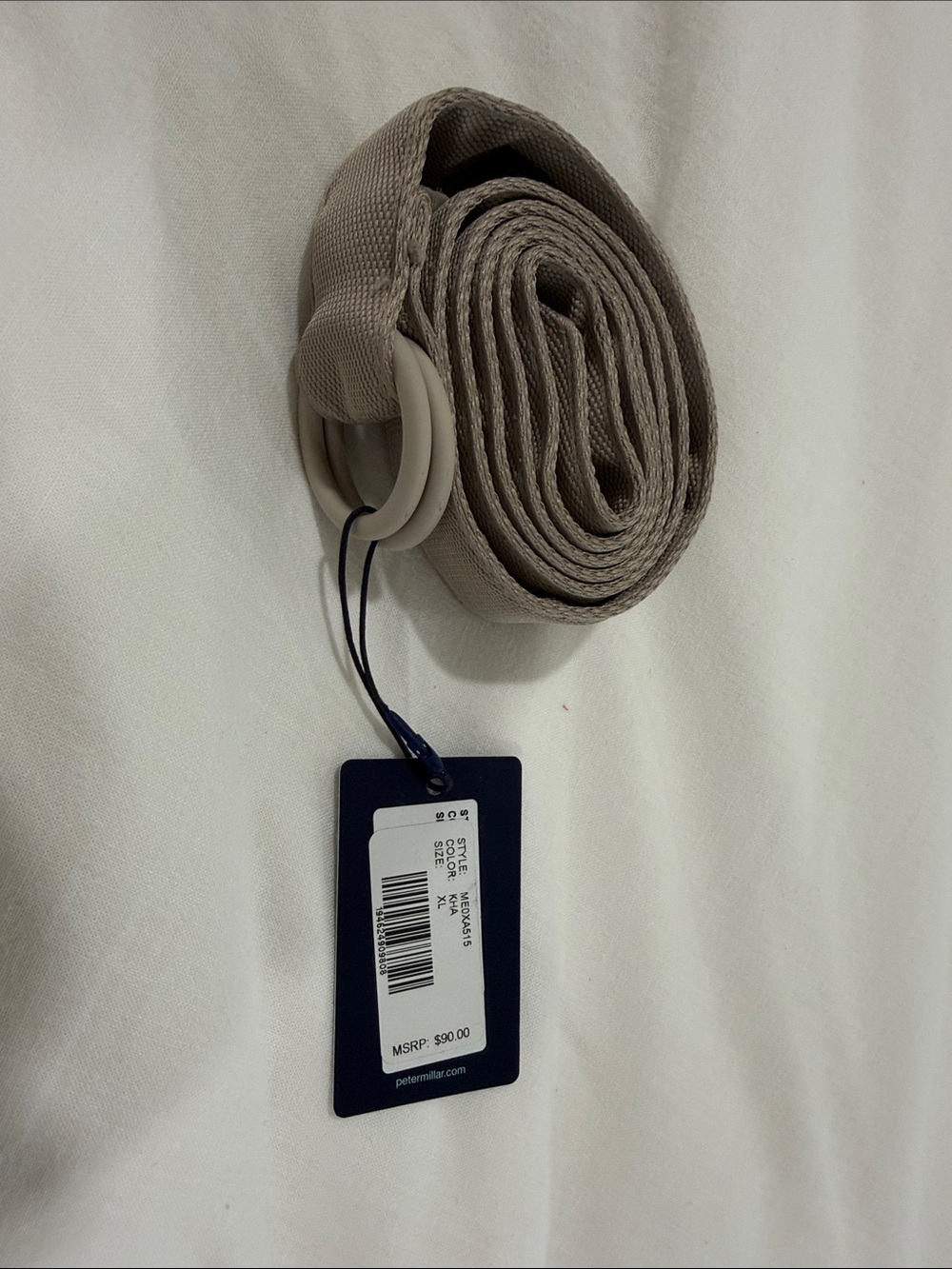 Peter Millar Light Beige Canvas D-Ring Belt New